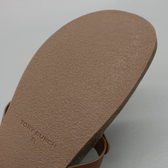 Tory Burch Ladies 8.5 Miller Cloud Cuoio Brown Calf Leather Cork Thongs Sandals - Picture 9 of 12